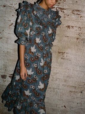 Sea NY Lucinda Cotton Floral Ruffle Midi Dress